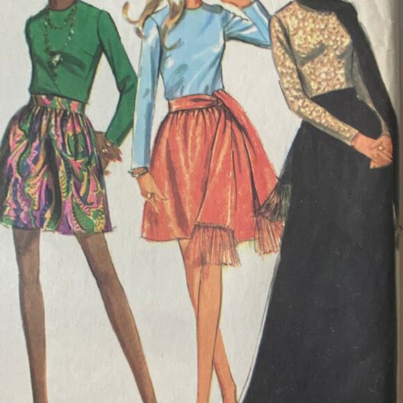 McCalls 2196 Skirt Top Scarf Pattern Misses 8 Long Pullover 70s Groovy Funky - Picture 1 of 8